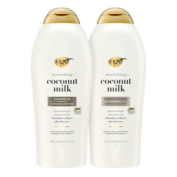 Ogx Nourishing + Coconut Milk Shampoo & Conditioner, Set, 25.4 Fl Oz (Pack Of 2)