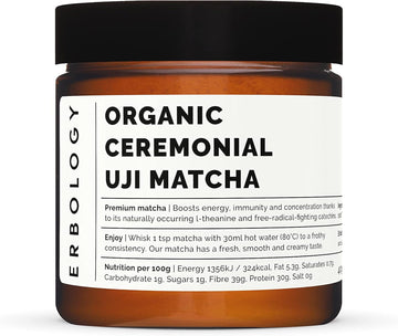 100% Organic Ceremonial Grade Matcha 40g - Tencha Stone-Ground - Straight from Farm in Kyoto, Japan - Energising and Stress-Reducing - Non-GMO - Recyclable Glass Jar