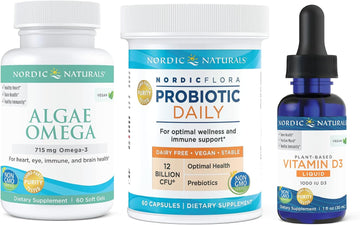 Nordic Naturals Starter Pack - Algae Omega, Plant-Based Vitamin D3, Nordic Flora Probiotic Daily