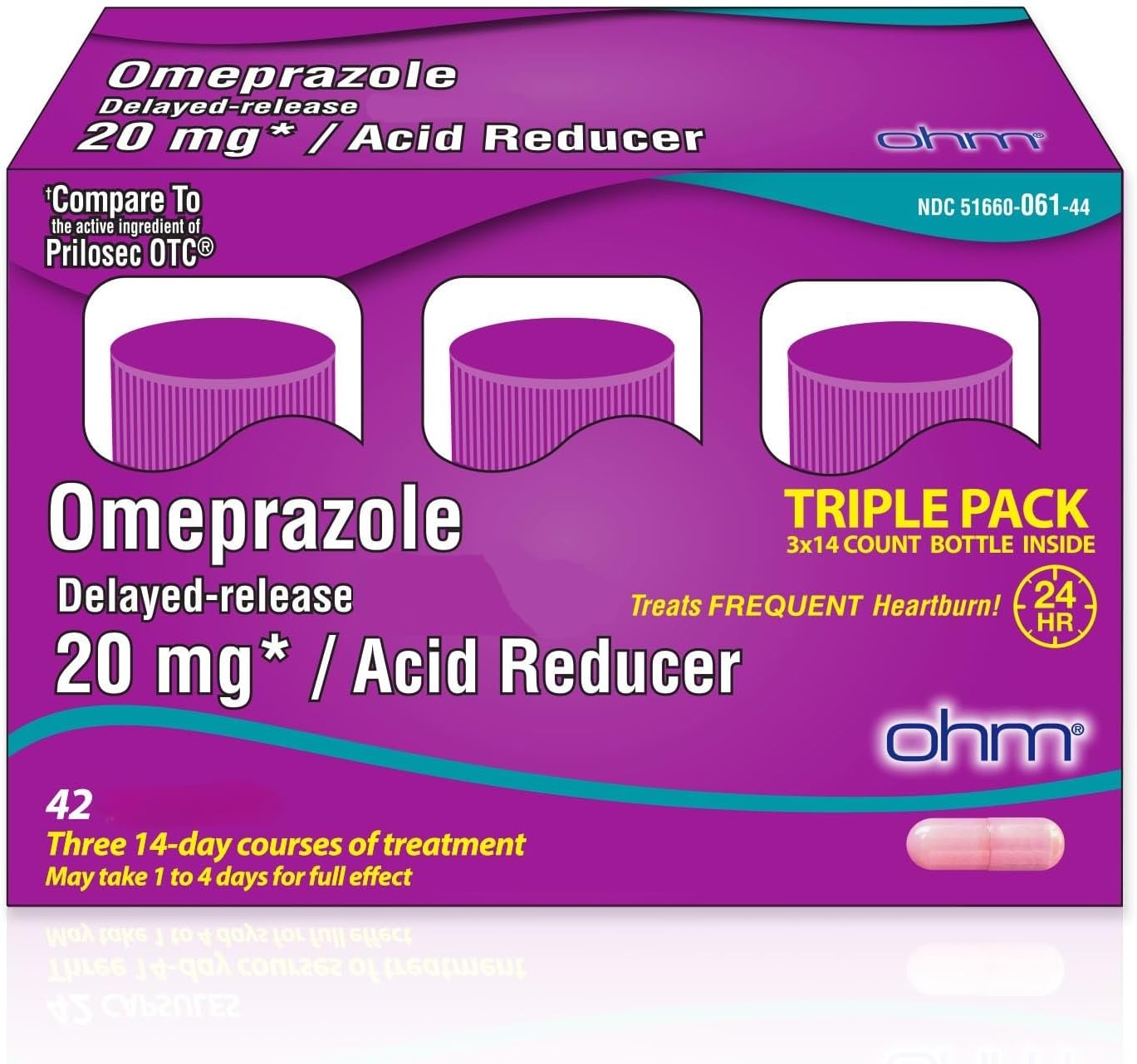 Ohm Omeprazole Delayed-Release Tablets, 20Mg Acid Reducer, Treats Frequent Heartburn (2 Weeks Of Supply, 14, Count)