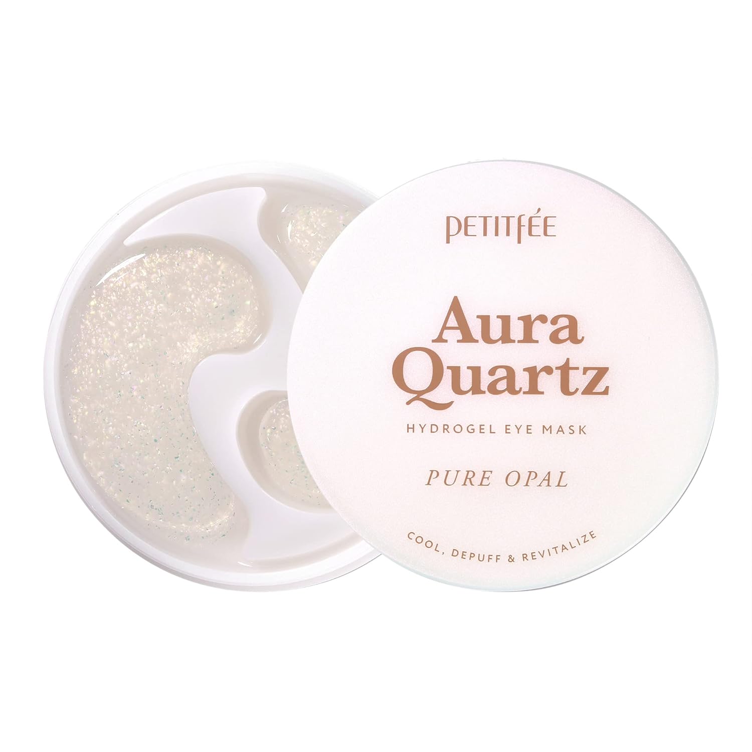 Petitfee Aura Quartz Eye Mask Pure Opal 40 Pcs (20 Pairs) - Rejuvenating Hydrogel Eye Patch For Puffy Eye Bags, Cooling, Depuffing, Under Eye Elasticity, Reduces Fine Lines For Firming Eye Area