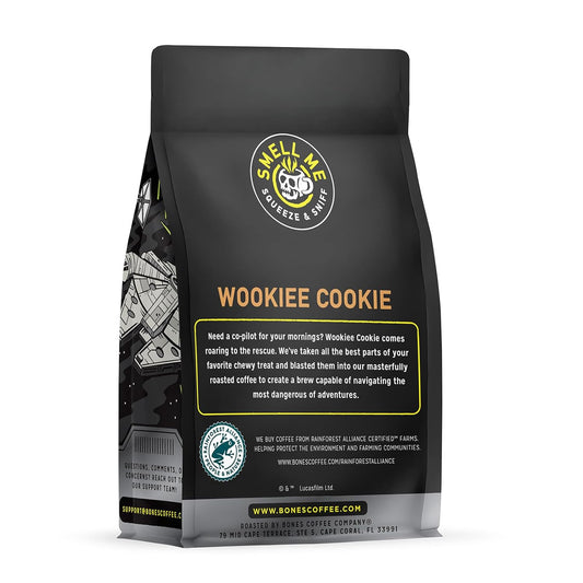 Bones Coffee Company Wookiee Cookie Whole Coffee Beans Chocolate Chip Cookie Flavor | 12 oz Flavored Coffee Medium Roast Gourmet Star Wars Inspired Coffee (Whole Bean)