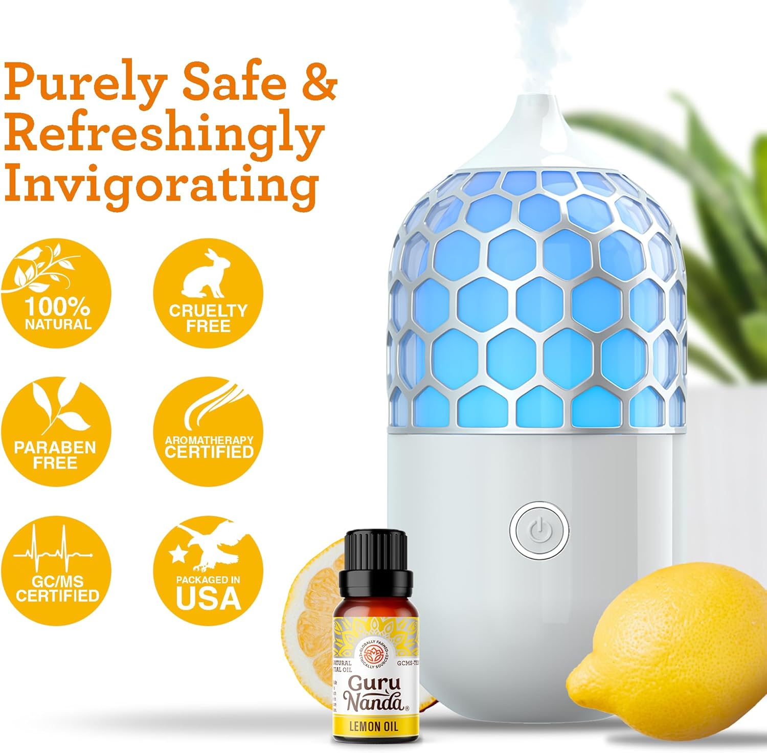 GuruNanda Lemon Essential Oil - 100% Pure, Natural, Undiluted Aromatherapy Oil for Diffusers, Massage & DIY Recipes - Fresh Citrus Scent (2x0.5 Fl Oz) : Health & Household