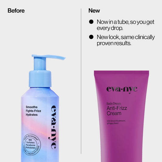 Eva Nyc Satin Dream Smoothing Leave-In Cream For Thick Hair, Daily Softening Conditioner, Gmo-Free Anti-Frizz, 5.4 Fl Oz