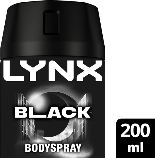 Lynx Black Aerosol Body Spray Men'S Deodorant Spray With A Frozen Pear & Cedarwood Scent For 48 Hours Of Odour-Busting, High Definition Fragrance 200 Ml