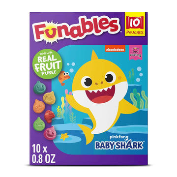 Funables Fruity Snacks, Baby Shark, Assorted Fruit, Flavored Snacks, 0.8 Oz 10 Ct