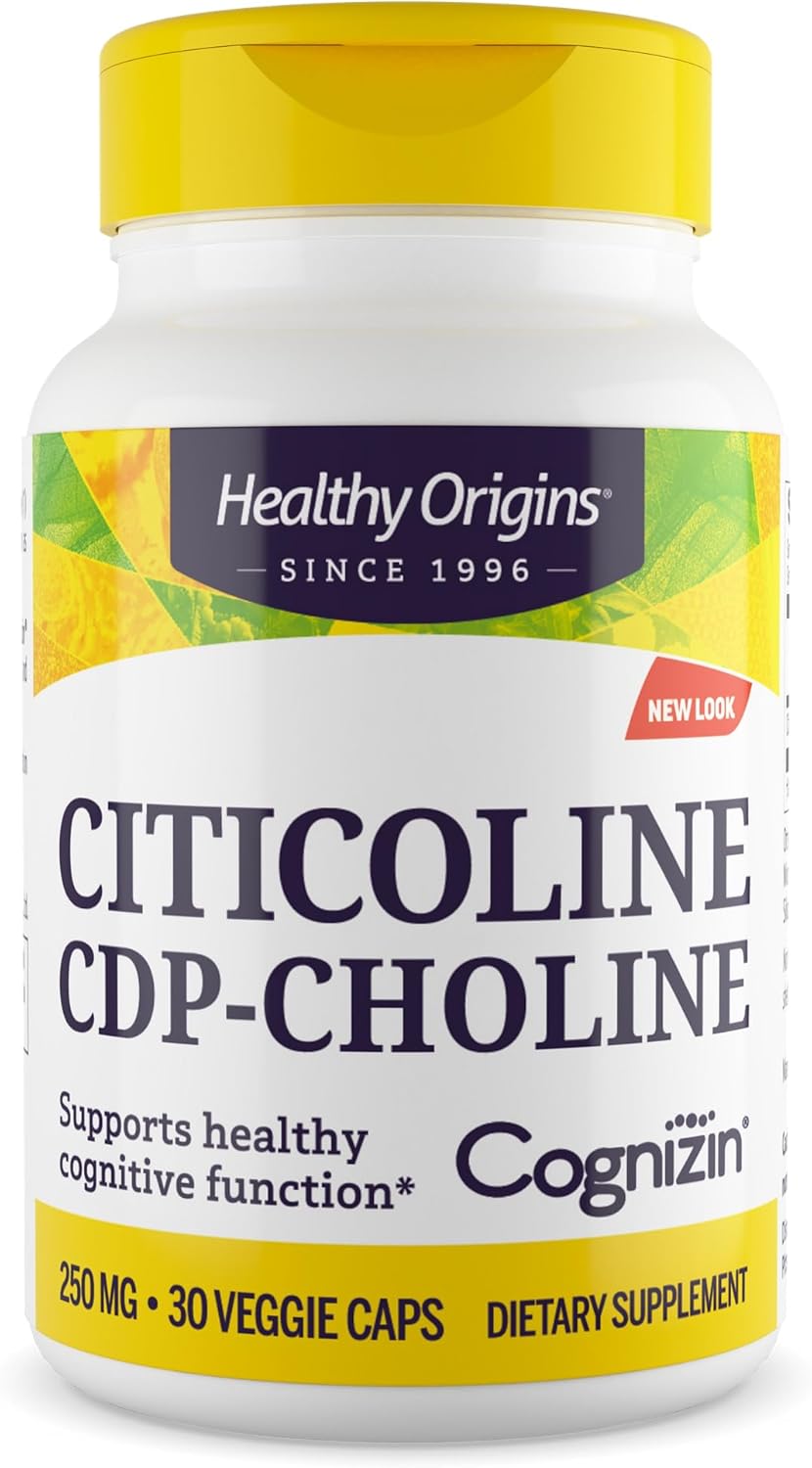 Healthy Origins Cognizin (Citicoline), 250 Mg - Brain Supplement For Memory With Citicoline Cdp Choline - Non-Gmo, Vegan & Gluten-Free Supplement - 60 Veggie Capsules