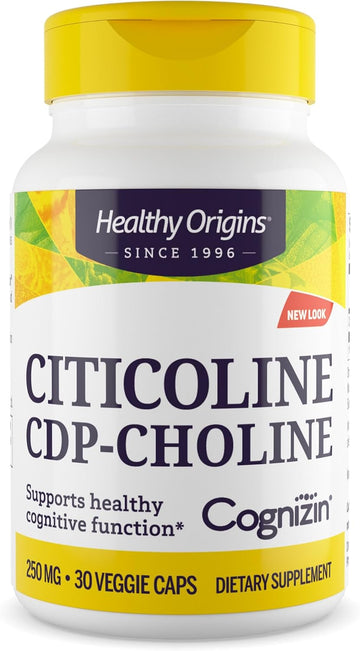 Healthy Origins Cognizin (Citicoline), 250 Mg - Brain Supplement For Memory With Citicoline Cdp Choline - Non-Gmo, Vegan & Gluten-Free Supplement - 60 Veggie Capsules