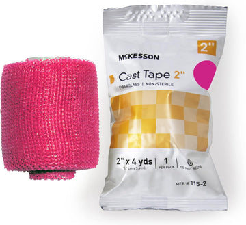 Mckesson Cast Tape, Fiberglass, Pink, 2 In X 4 Yds, 1 Count, 10 Packs, 10 Total