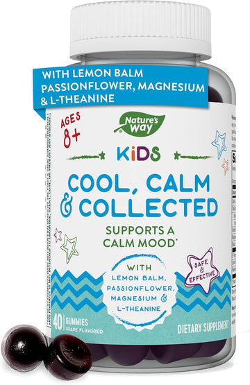 Nature'S Way Kids Cool, Calm & Collected, Ages 8+, Grape Avored, 40 Vegetarian Gummies