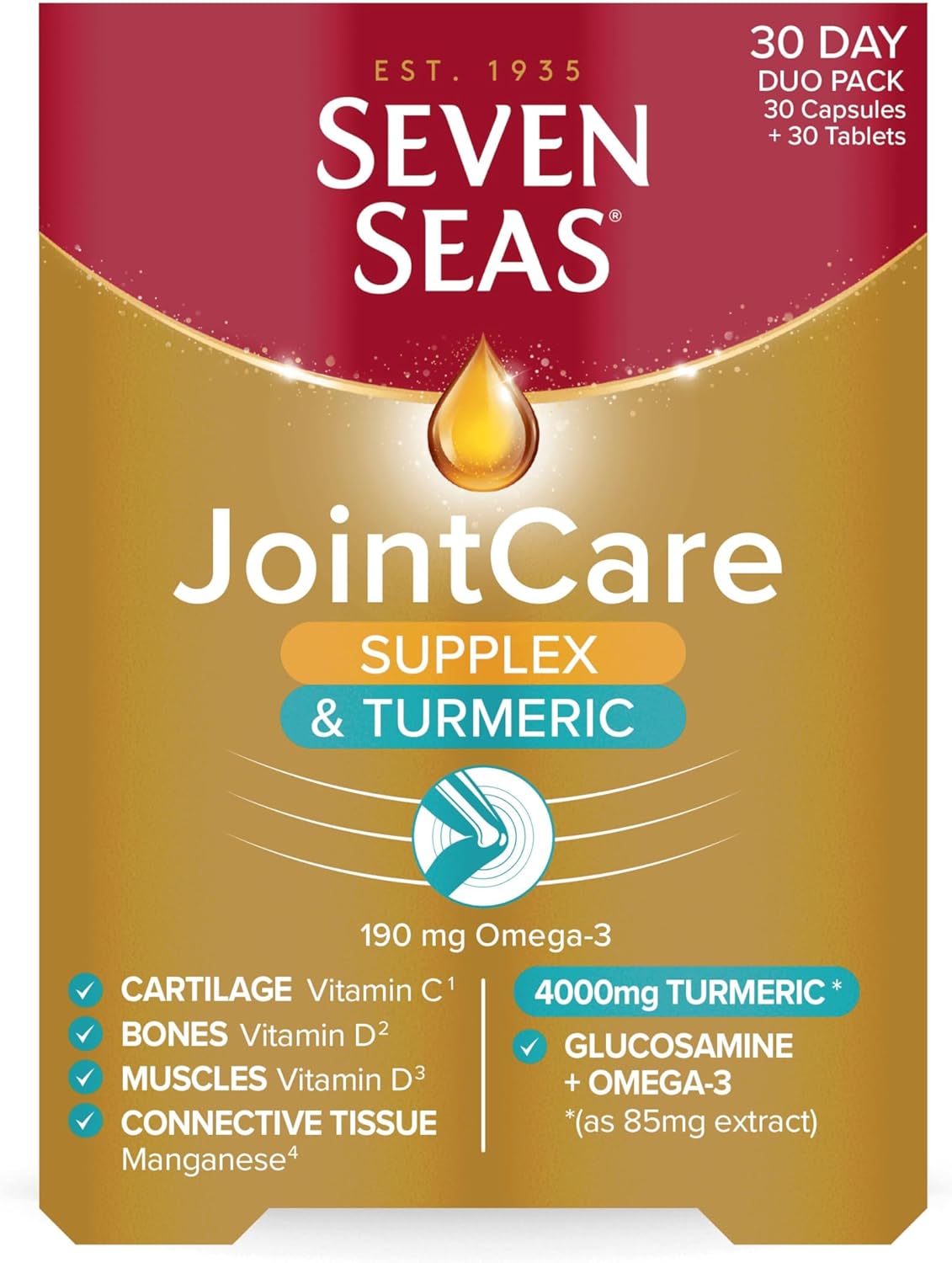 Seven Seas Jointcare Supplex & Turmeric, With Glucosamine, Omega-3, Vi3.99 Grams