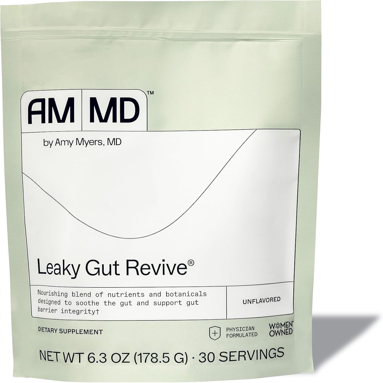 Amy Myers Md Leaky Gut Revive Powder For Leaky Gut Repair -L Glutamine, Slippery Elm -Supports Constipation, Diarrhea, Bloating, Heartburn, Sibo -Licorice & Marshmallow Root - Unflavoured-6.30 Oz