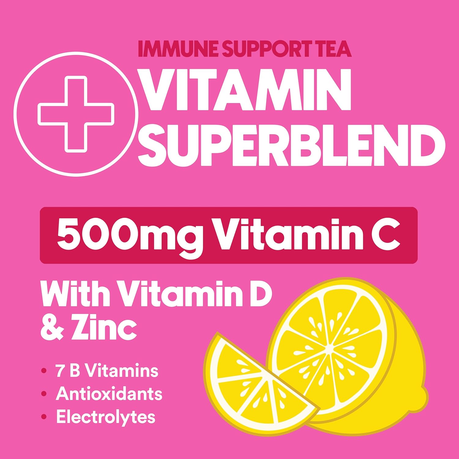 Ryl Immune Support Iced Tea, Pink Lemonade, 500Mg Vitamin C With Vitamin D & Zinc, Zero Sugar, Zero Calories, 16.0 Fl Oz (12-Pack)