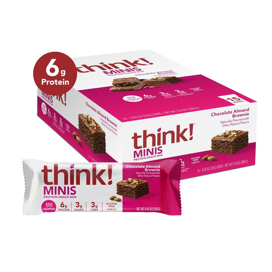 Think! Minis Protein Snack Bars, Gluten Free, Chocolate Almond Brownie, 15 Count