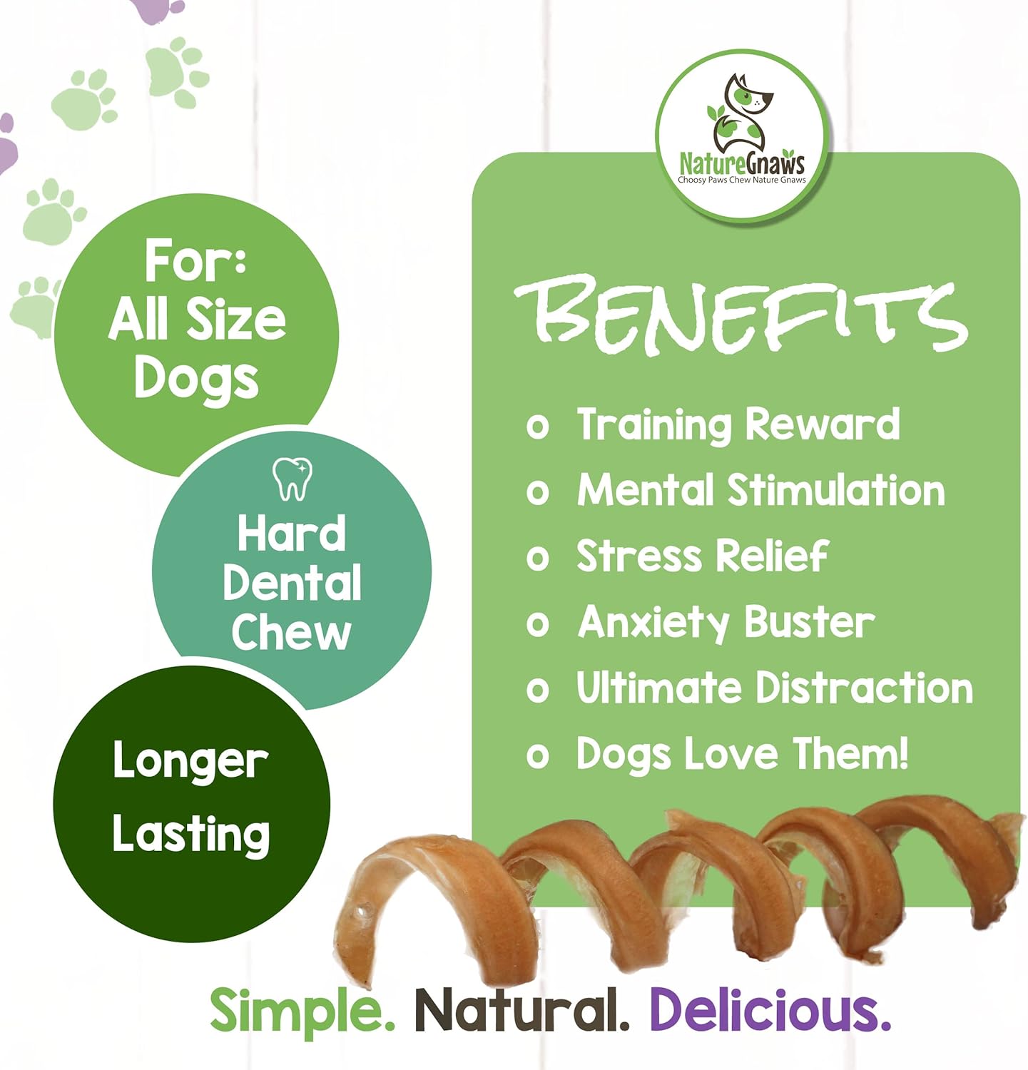 Nature Gnaws Bully Stick Springs for Dogs 7-8" (6 Count) - Long Lasting for Aggressive Chewers - Natural Curly Beef Dog Chew Bones - Rawhide Free : Pet Supplies