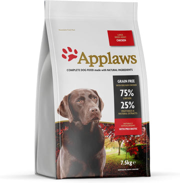 Applaws Natural, Complete and Grain Free Dry Dog Food for Adult and Large Breed Dogs, Chicken, 7.5 kg Bag?9102281