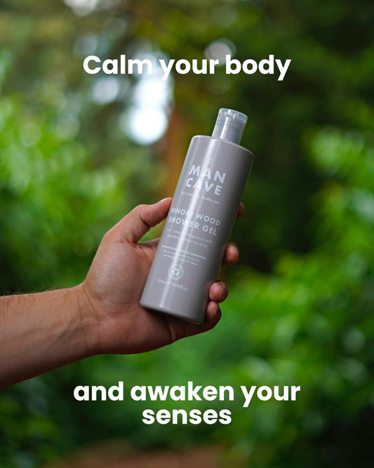 Mancave Hinoki Wood Shower Gel For Men, Warm Woody Aroma With Hinoki Cypress, Bergamot And Vetiver, Sulphate And Paraben Free, Natural, Vegan, Cruelty Free, 500 Ml