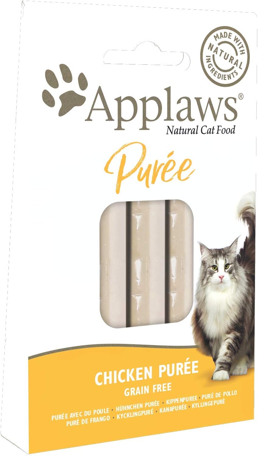 Applaws Natural Creamy Lickable Cat Treats, Grain Free Chicken Puree 8x 7g (Pack of 10) Total 80 Sachet :Books