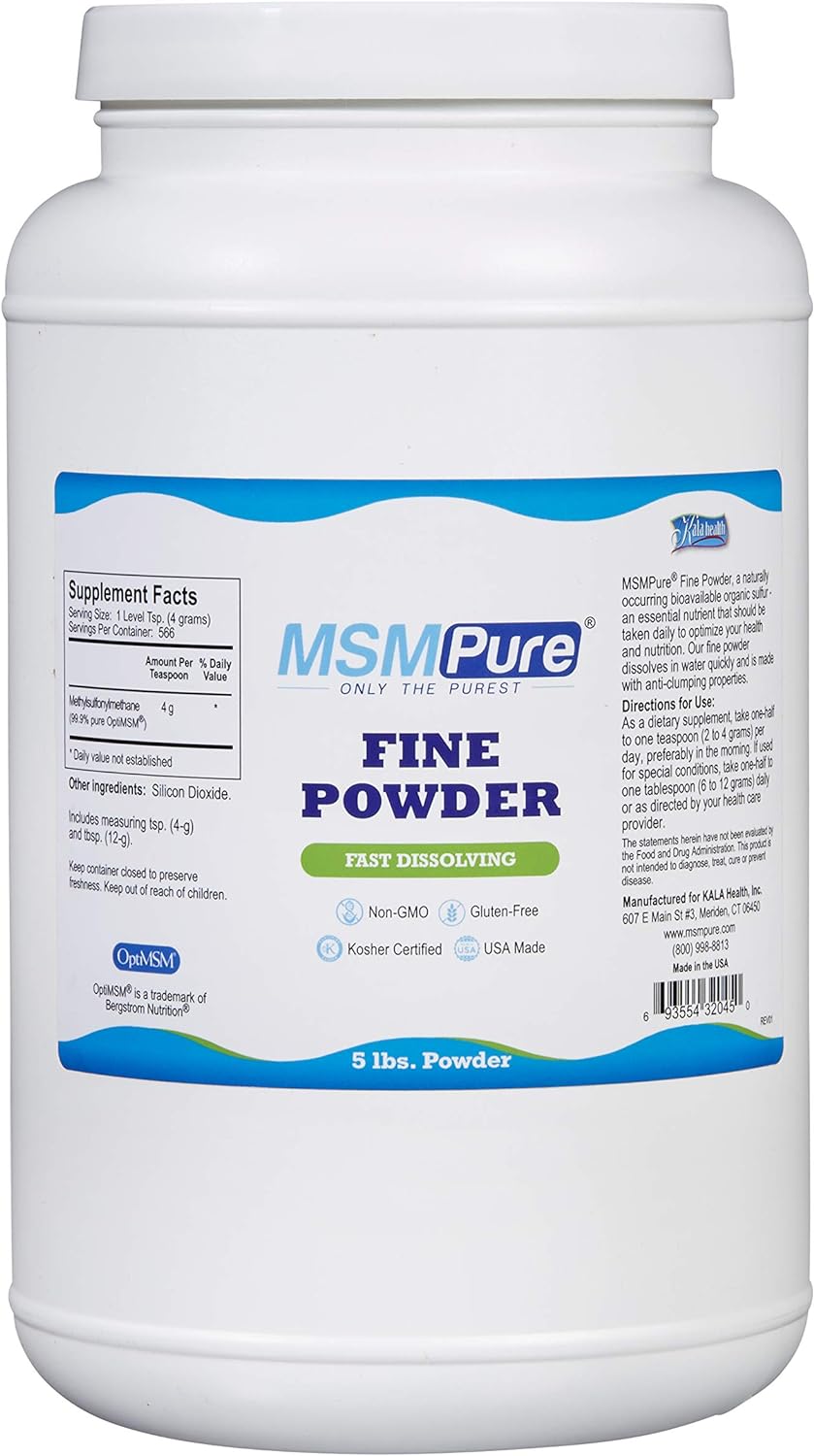 Kala Health Msmpure Fine Powder, 5 Lb, Fast Dissolving Msm Crystals, M