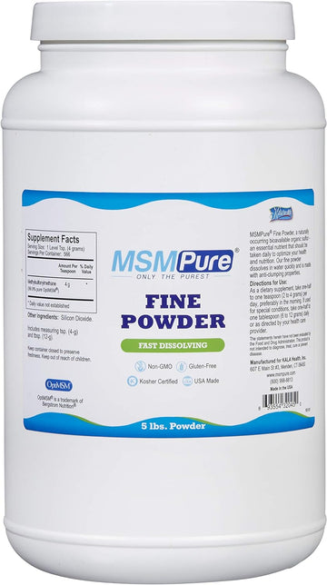 Kala Health Msmpure Fine Powder, 5 Lb, Fast Dissolving Msm Crystals, M