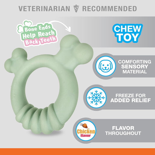 Nylabone Sensory Material Puppy Chew Toy Ring - Puppy Teething Toy For Boredom & Stimulation - Puppy Supplies - Chicken Flavor, Small/Regular (1 Count)