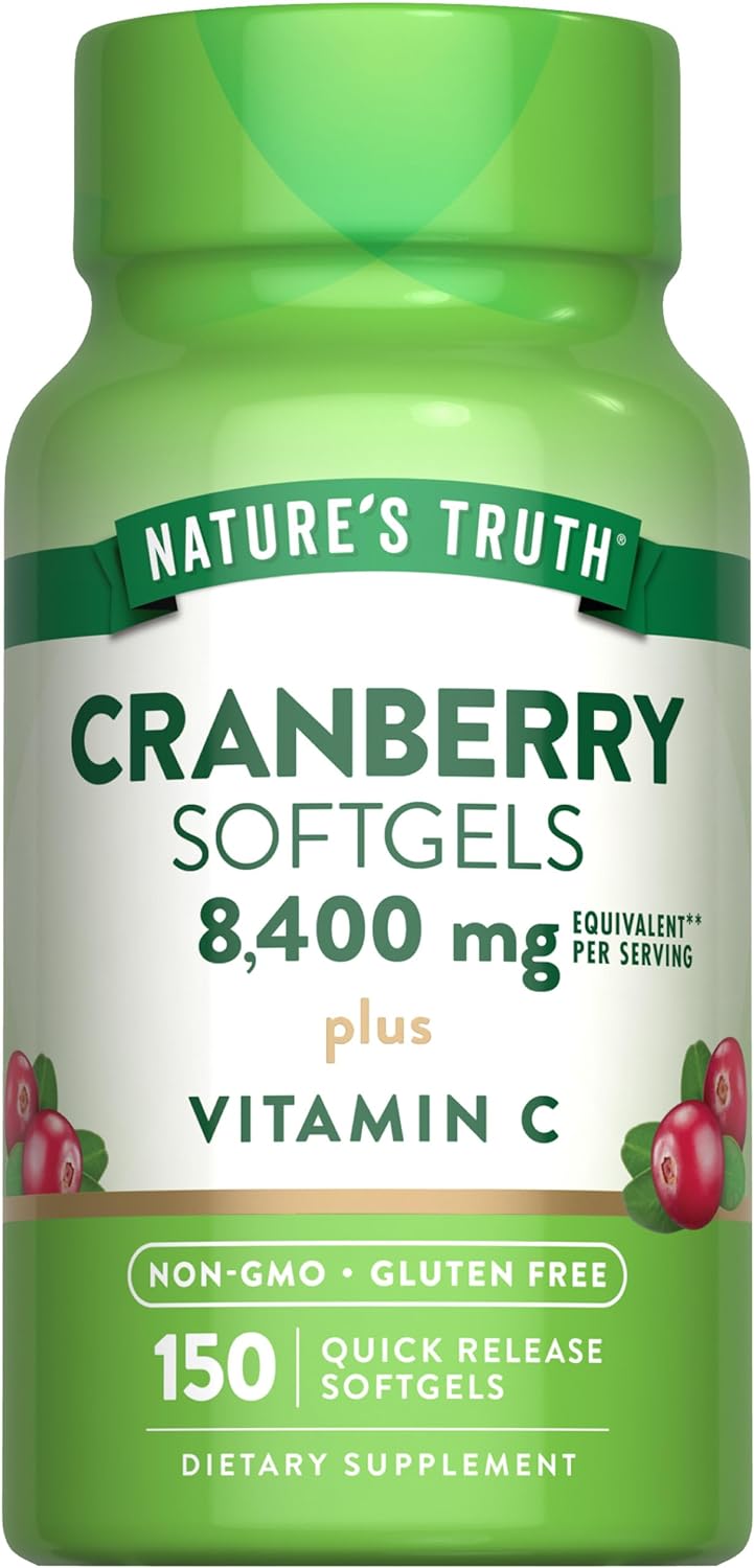 Nature'S Truth Cranberry With Vitamin C Softgels | 8400Mg | 150 Pills | Urinary Tract Health Support | Non-Gmo & Gluten Free Supplement