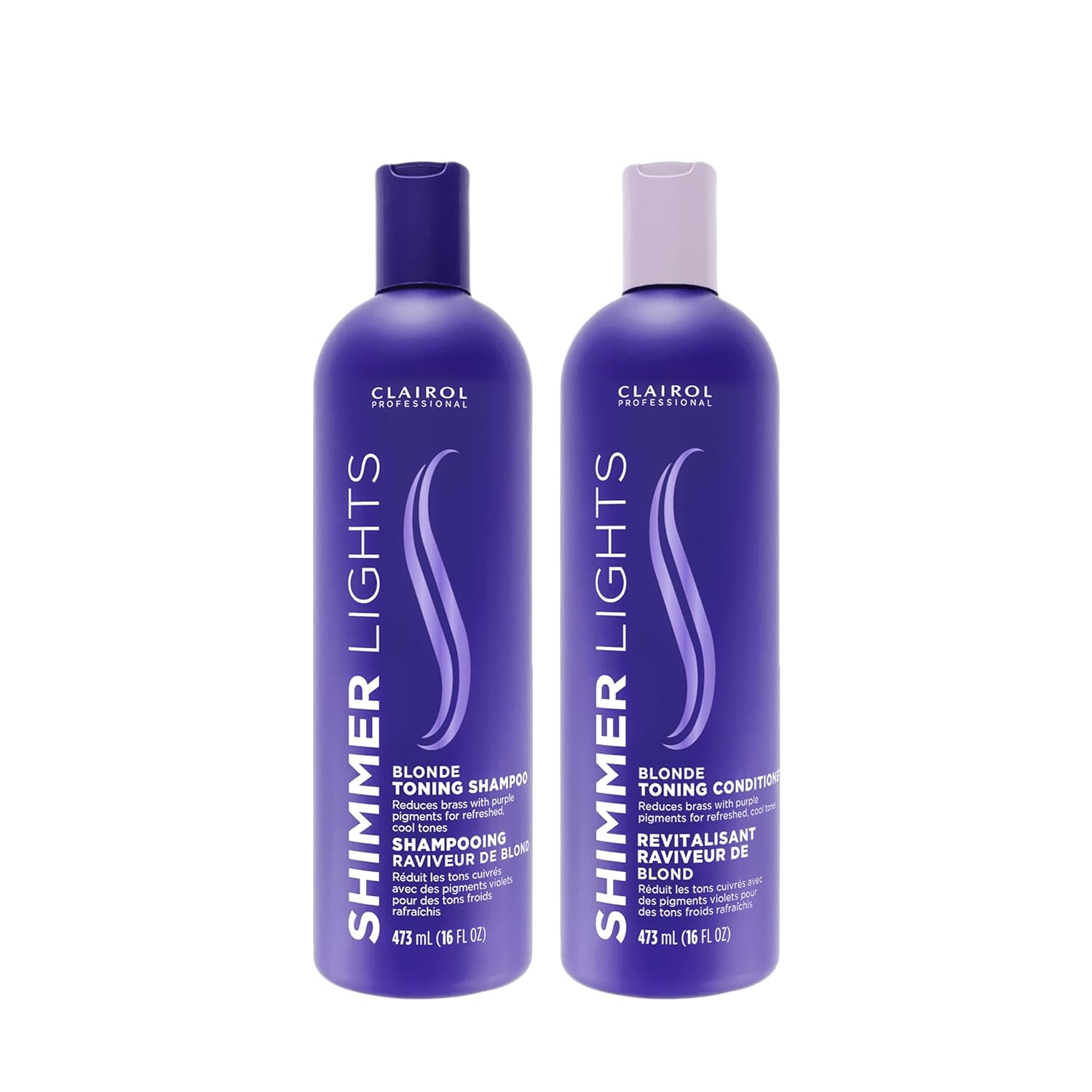 Clairol Professional Shimmer Lights Shampoo & Conditioner for Neutralizing Brassy Tones with Refreshing Blonde Hair Results, 16 fl oz, BUNDLE* : Beauty & Personal Care