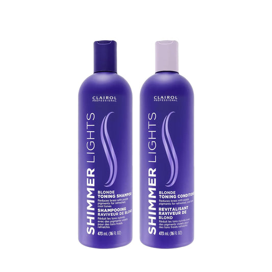 Clairol Professional Shimmer Lights Shampoo & Conditioner for Neutralizing Brassy Tones with Refreshing Blonde Hair Results, 16 fl oz, BUNDLE* : Beauty & Personal Care