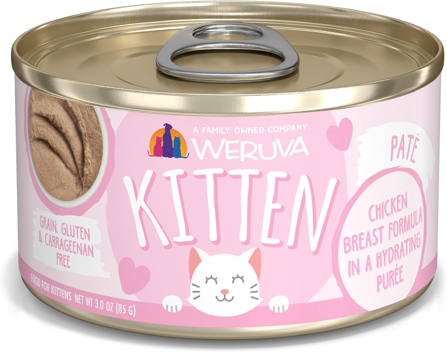 Weruva Kitten, Chicken Breast Formula In A Hydrating Purée, 3Oz Can (Pack Of 12)