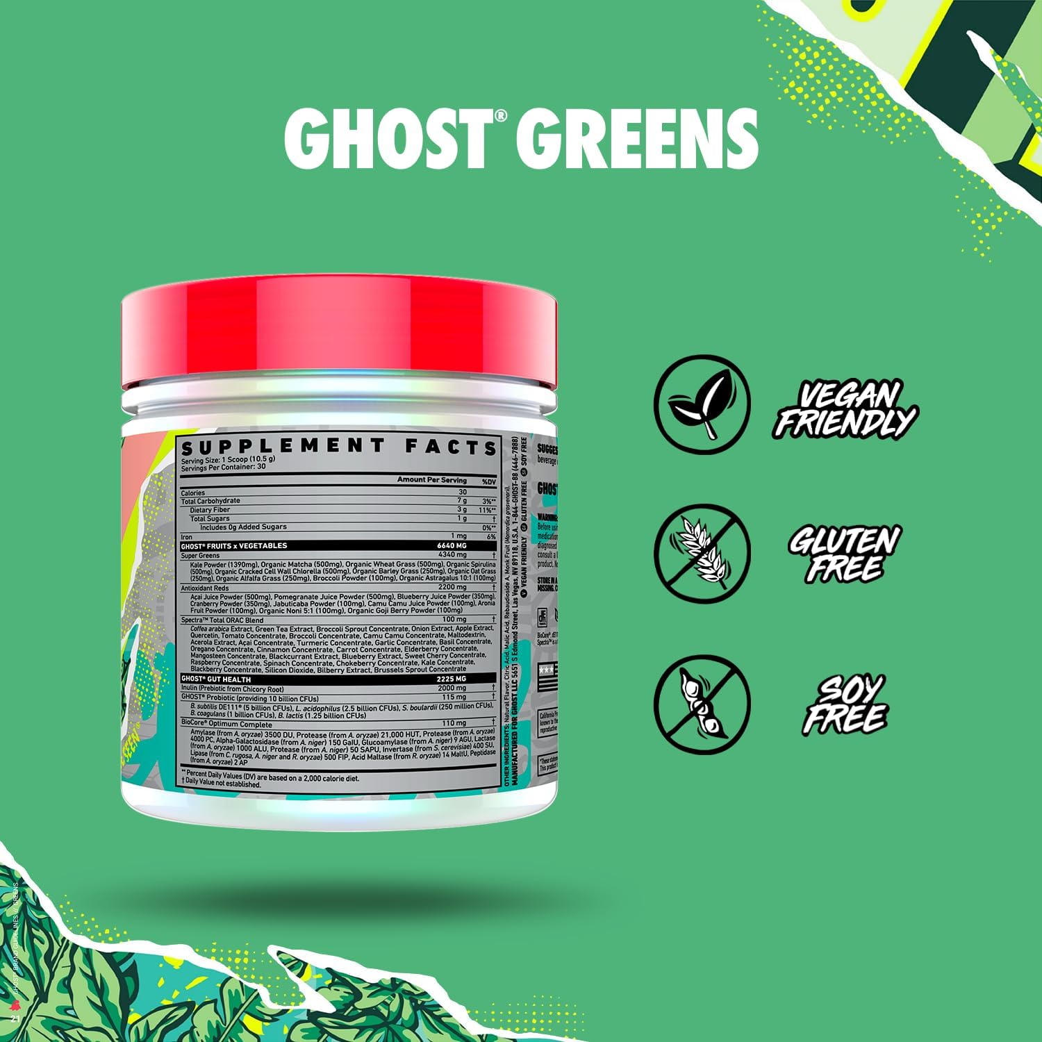 GHOST Bundles - Greens Superfood Powder (Guava Berry) & Glow Capsules Beauty and Detox Support : Health & Household