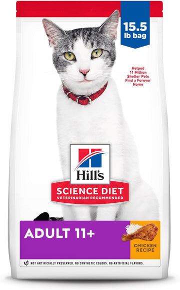 Hill'S Science Diet Adult 11+, Senior Adult 11+ Premium Nutrition, Dry Cat Food, Chicken Recipe, 15.5 Lb Bag