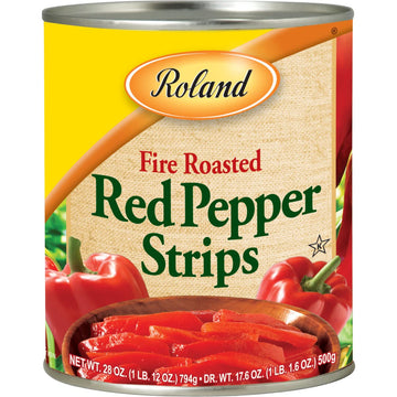 Roland Foods Fire-Roasted Red Pepper Strips, 28 Ounce Can, Pack of 4