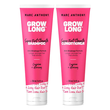 Marc Anthony Shampoo And Conditioner Set, Grow Long Biotin - Anti-Frizz Deep Conditioner For Split Ends & Breakage - Vitamin E, Caffeine & Ginseng For Curly, Dry & Damaged Hair