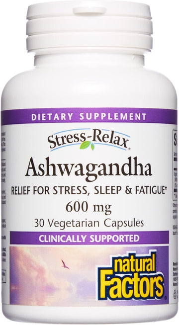 Stress-Relax KSM-66 Ashwagandha 600 mg by Natural Factors, 30 vegetarian capsules (30 servings), 60 Capsules