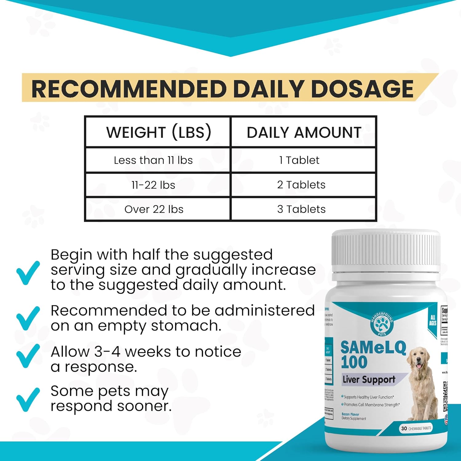 Same 100, Liver Support for Dogs, SAM e Chewable Hepatic Support for Dogs, Promotes Cell Membrane Strength, Bacon Flavor (60 Count) : Pet Supplies