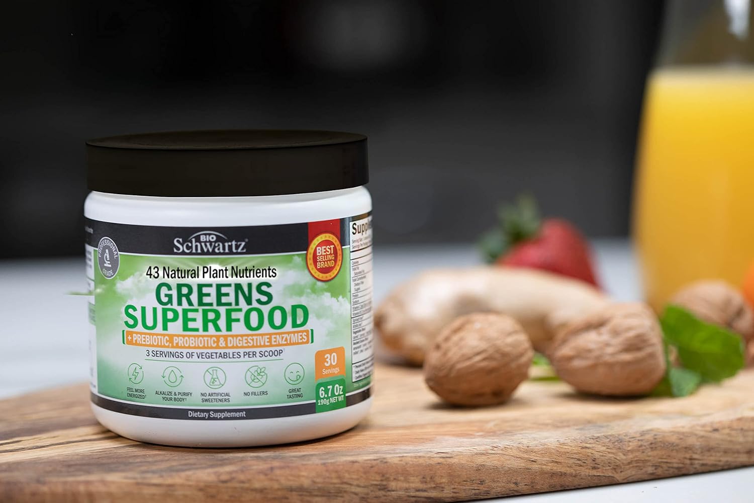 Super Greens Powder Superfood - Greens Powder With Probiotics Prebiotics Digestive Enzymes And 43 Green Superfoods - Chlorophyll Bilberry Chlorella Spirulina Grass - Tastes Amazing - 30 Servings : Health & Household