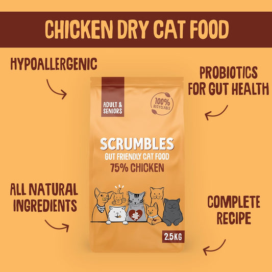 Scrumbles Adult and Senior Cats Dry Food, 750g?CAC-750