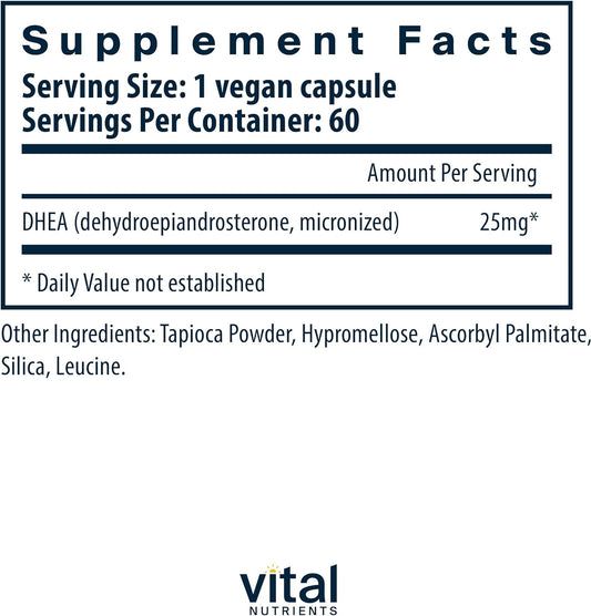 Vital Nutrients Dhea 25 Mg (Micronized) | Supports Metabolism, Bone He