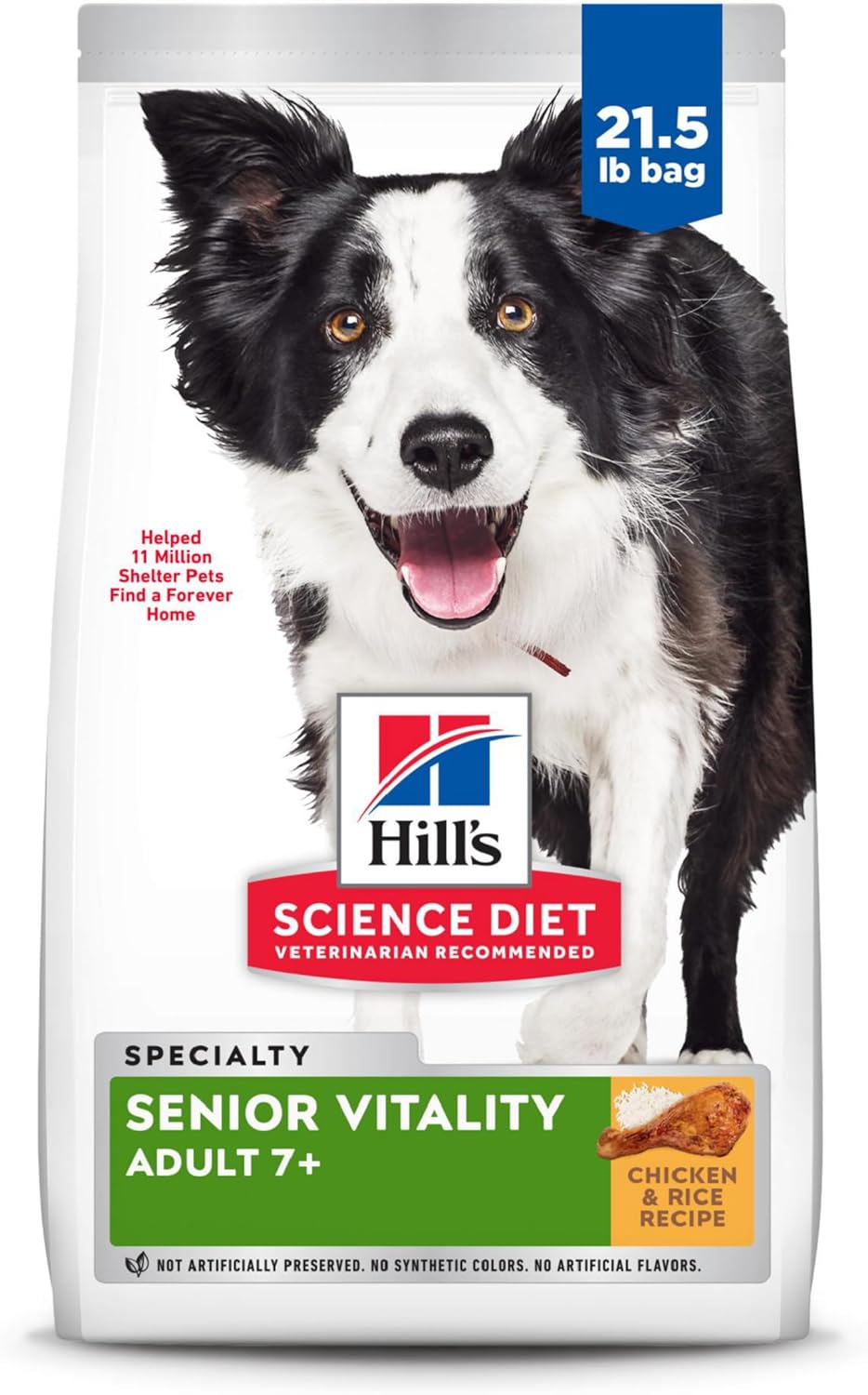 Hill'S Science Diet Senior Vitality, Senior Adult 7+, Senior Premium Nutrition, Dry Dog Food, Chicken & Rice, 21.5 Lb Bag
