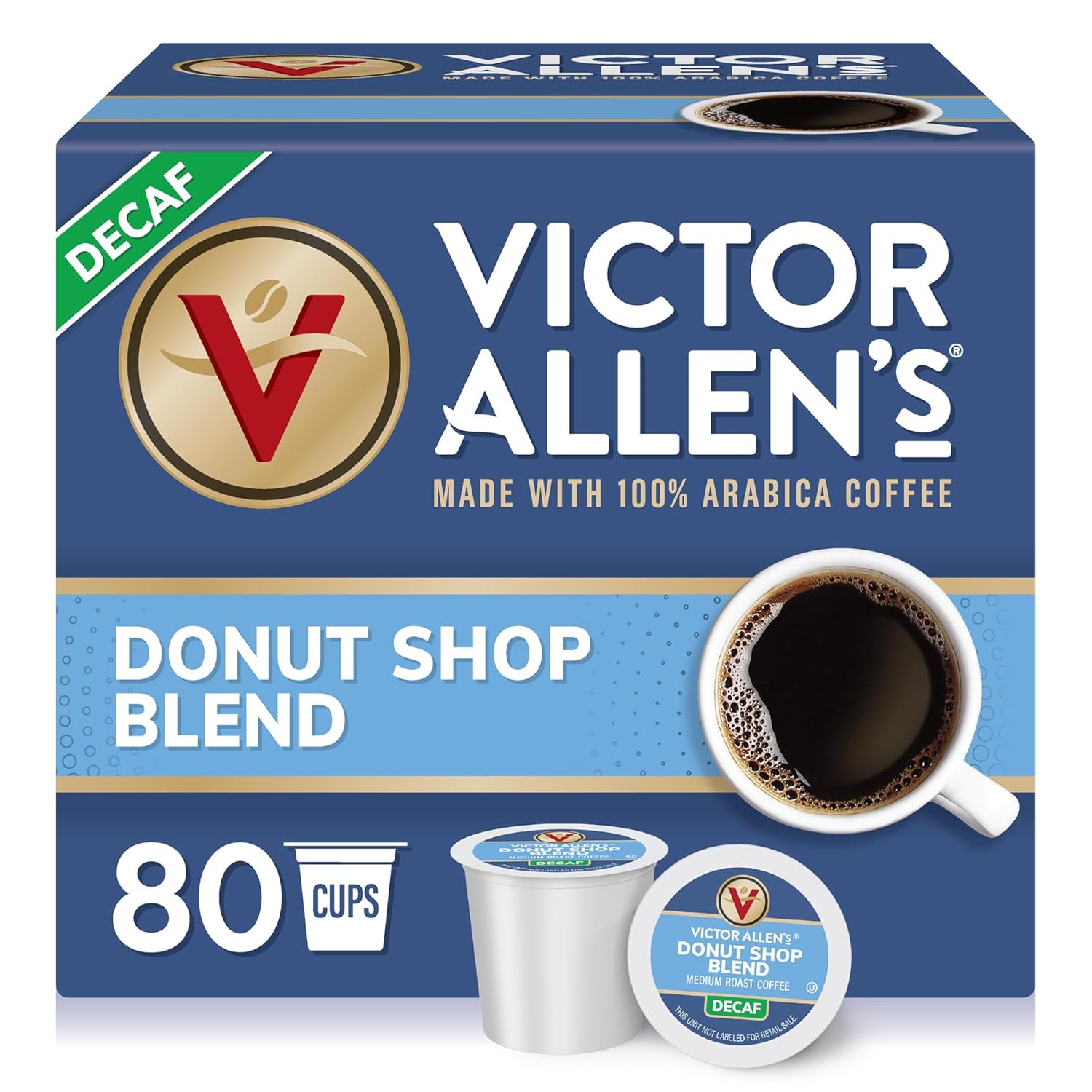 Victor Allen'S Coffee Decaf Donut Shop Blend, Medium Roast, 80 Count, Single Serve Coffee Pods For Keurig K-Cup Brewers