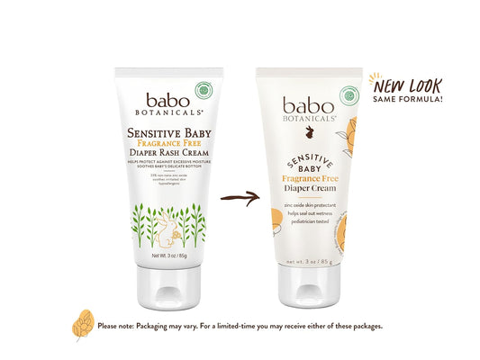 Babo Botanicals Sensitive Baby Fragrance-Free Diaper Cream - 25% Natural Zinc Oxide - Calendula, Shea & Cocoa Butter - Ewg Verified - Vegan- From Birth