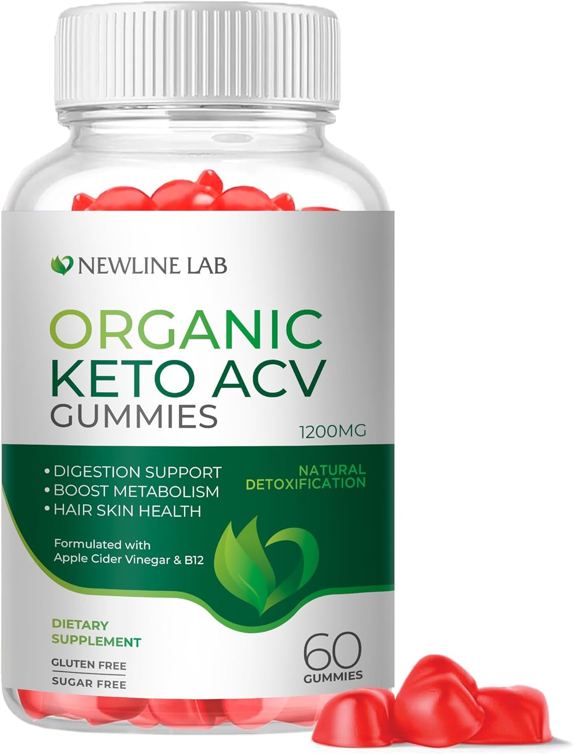 Organic Keto Acv Gummies - Sugar-Free Gluten-Free Apple Cider Vinegar Supplement For Women Men - B12 Vegan & Non-Gmo (1200Mg)