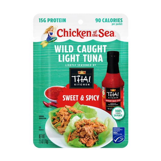 Chicken of the Sea Wild Caught Light Tuna, Sweet & Spicy, 2.5 oz. Packet (Box of 12)