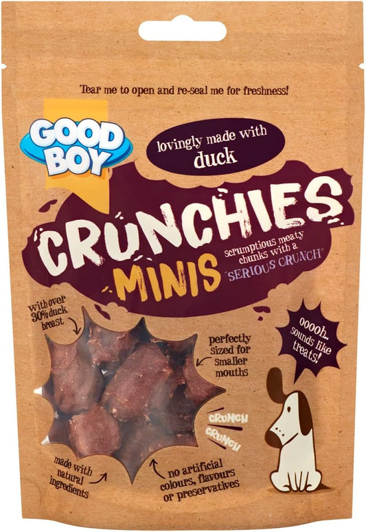 Good Boy Crunchies Mini Duck - Natural Dog Treats - Training Treats - Bulk Box - 8 X 60G