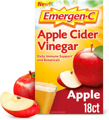 Emergen-C Apple Cider Vinegar Vitamin C Fizzy Drink Mix, Dietary Supplement For Immune Support, Apple - 18 Count