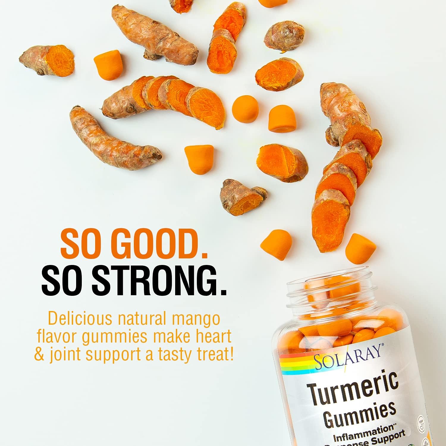 Solaray Turmeric Gummies w/Ginger | Healthy Heart & Inflammation Response Support | Vegan, Gluten Free | 30 Serv, 60 Ct : Health & Household