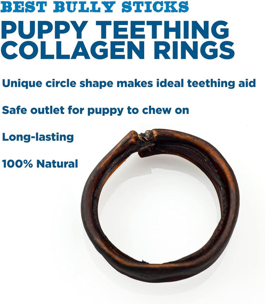 All Natural Puppy Teething Rings - Usa Baked & Packed Highly Digestible Rawhide Alternative Chew - Free-Range Grass-Fed Beef 95% Collagen Dog Treats For Small & Senior Dogs & Light Chewers - 8 Pack