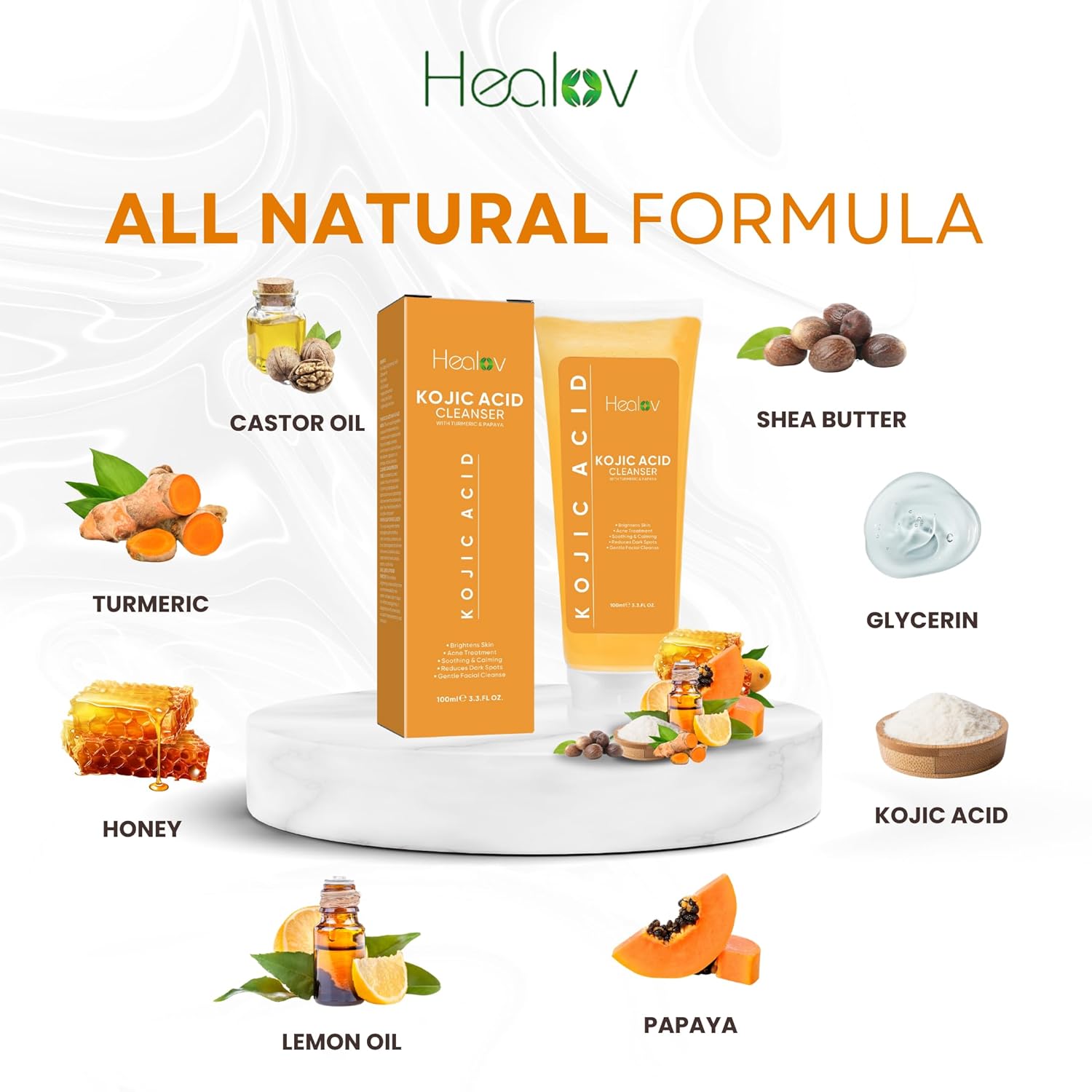 Kojic Acid Soap For Hyperpigmentation – Skin Brightening Kojic Papaya Face And Body Wash – Dark Spot Soap Reduces Acne, Scars, And Evens Skin Tone – Turmeric Facial Cleanser For Brighter Glowing Look : Beauty & Personal Care