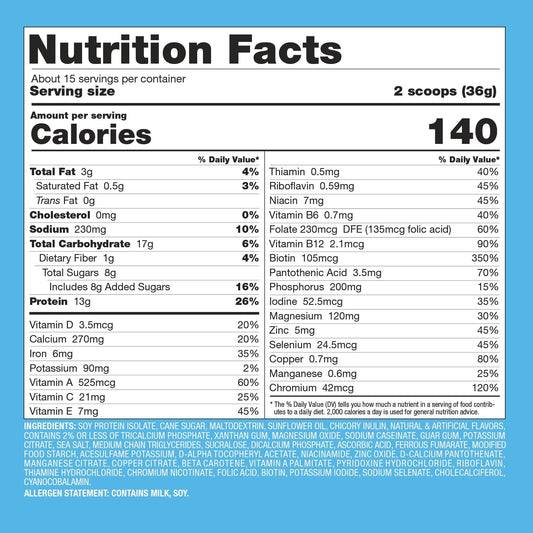 Naturade Total Soy Protein Powder - 13G Protein & 140Cal Per Servings, Zero Trans Fat, Non-Gmo Soy - Lactose & Gluten Free - Vanilla (15 Servings)