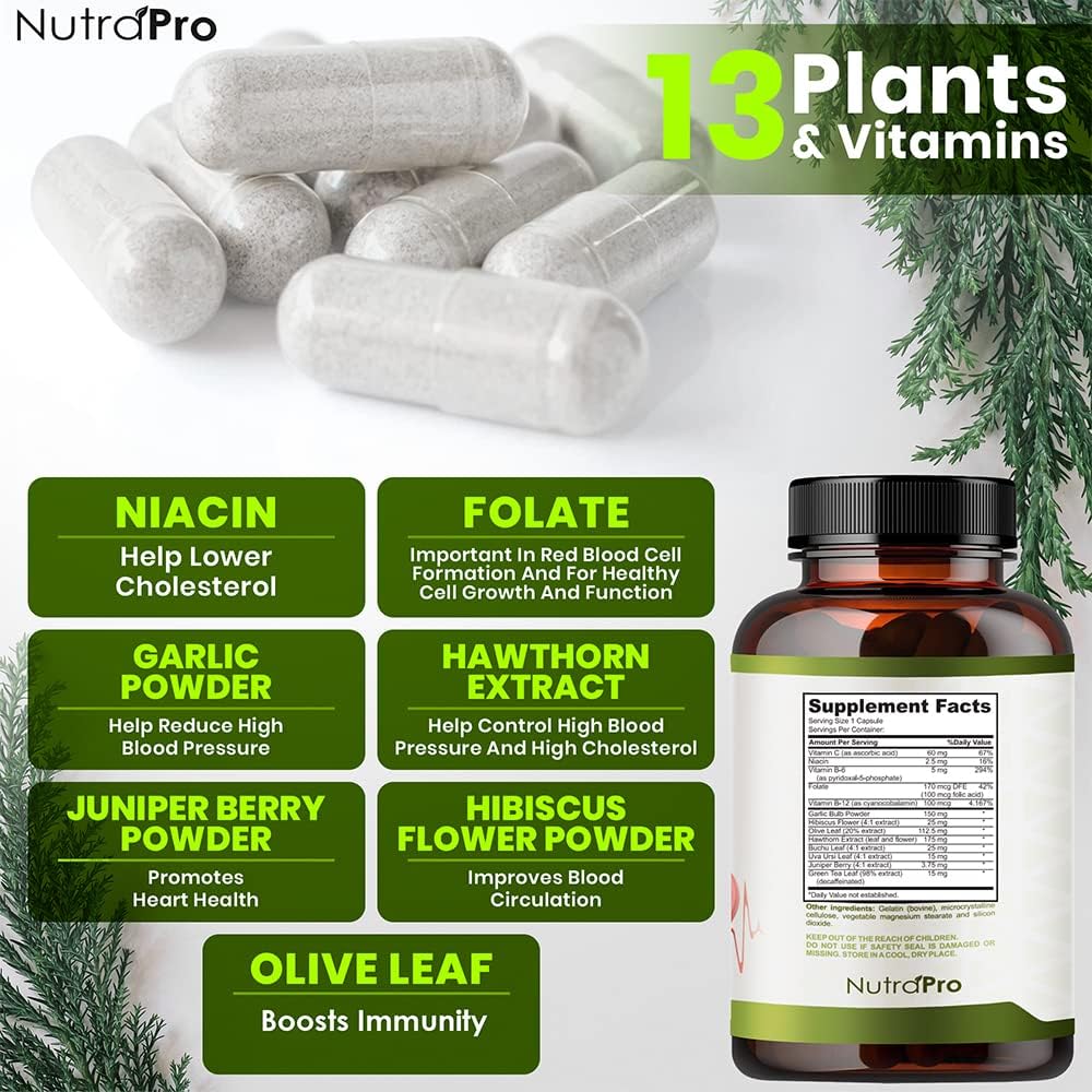 Heart Health Blood Pressure Support Supplement - Support Blood Pressure & Healthy Circularity Naturally With Hawthorn Berry & Hibiscus.Vitamins Pills For Healthy Hypertension (Bp) & Healthy Heart. : Health & Household